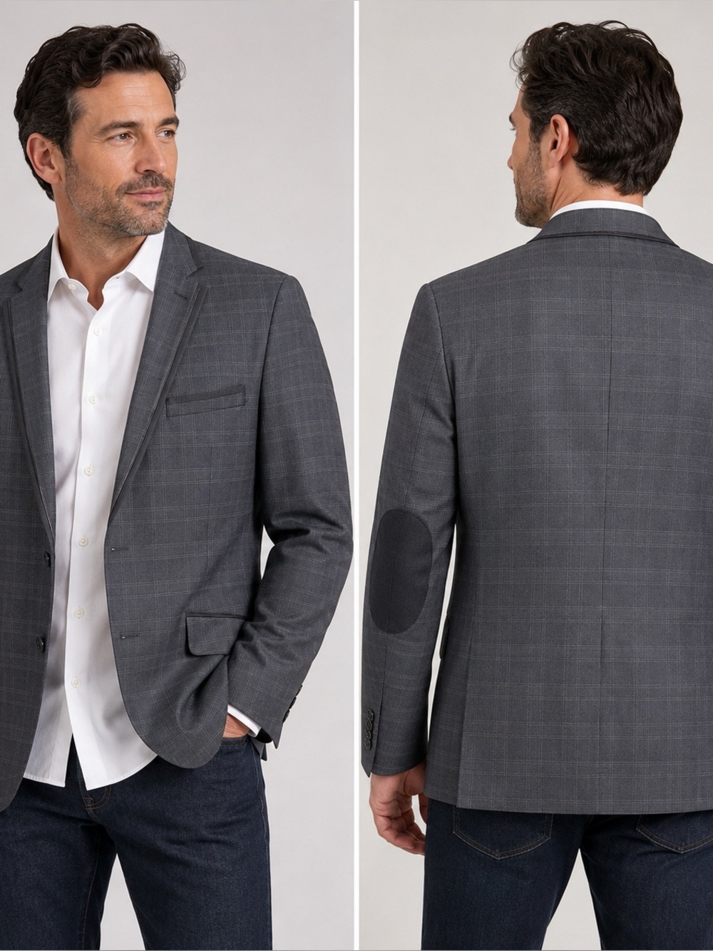 INC International Concepts Gray Windowpane Blazer - Men's